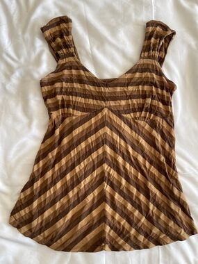 Striped Brown Sleeveless Women's Top